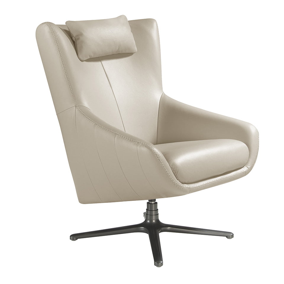 Fauteuil pivotant avec coussin rembourré en cuir