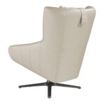 Swivel armchair with cushion upholstered in leather