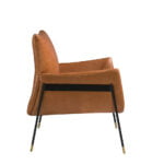 Armchair upholstered in leather and black steel legs