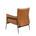 Armchair upholstered in leather and black steel legs