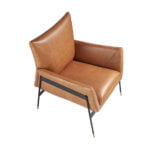Armchair upholstered in leather and black steel legs