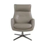 Leather upholstered reclining swivel armchair with darkened steel legs