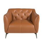 Leather upholstered capitonné armchair