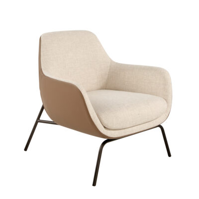 Sillón tela crema y polipiel marrón Armchair - Angel Cerda