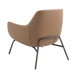 Fabric and eco-leather upholstered armchair with black steel legs