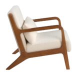 Armchair upholstered in fabric and walnut-coloured wooden structure.