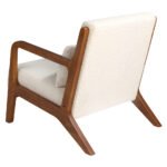 Armchair upholstered in fabric and walnut-coloured wooden structure.