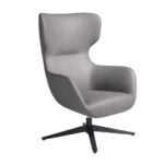 Swivel armchair in eco-leather and black epoxy steel legs