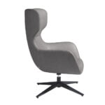 Swivel armchair in eco-leather and black epoxy steel legs