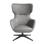 Swivel armchair in eco-leather and black epoxy steel legs