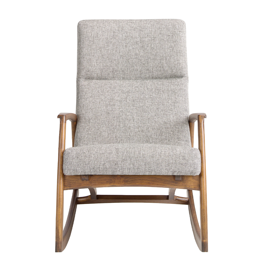 Grey fabric rocking chair