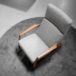 Grey fabric rocking chair