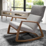 Grey fabric rocking chair