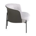 Grey fabric and dark grey leatherette armchair