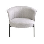 Grey fabric and dark grey leatherette armchair