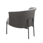 Grey fabric and dark grey leatherette armchair