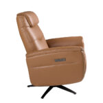 Brown leather swivel armchair