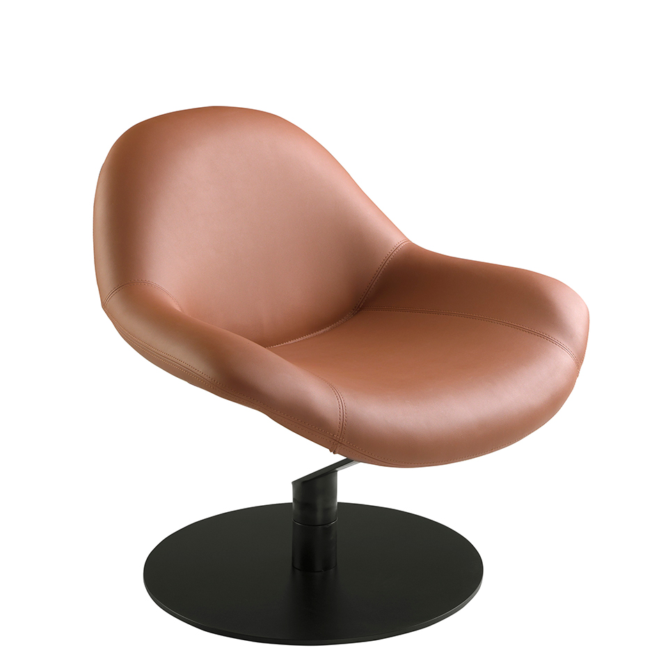 Brown leatherette swivel armchair