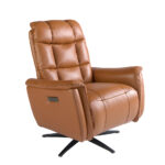 Brown leather swivel armchair
