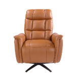 Brown leather swivel armchair