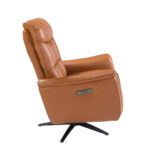 Brown leather swivel armchair