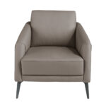 Fauteuil en croûte de cuir gris foncé