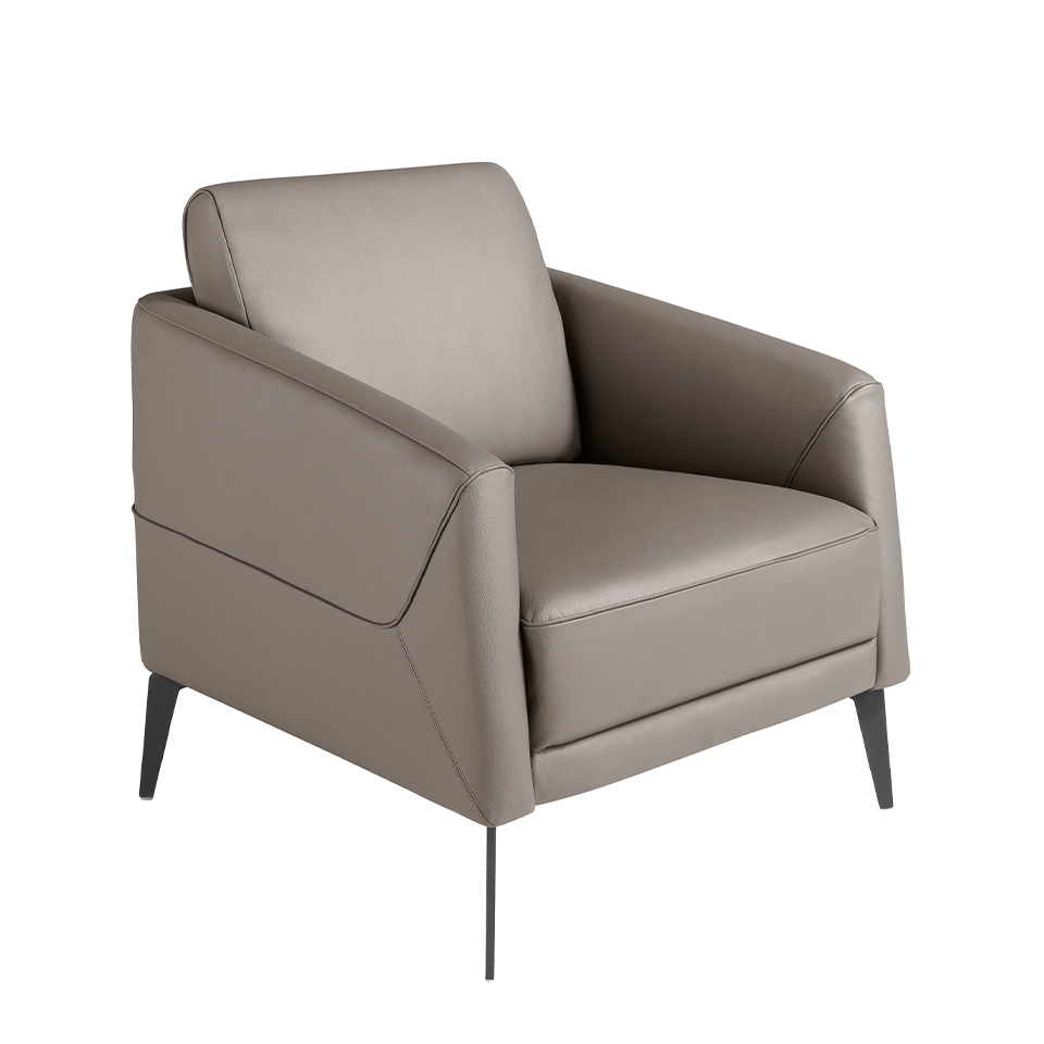 Fauteuil en croûte de cuir gris foncé