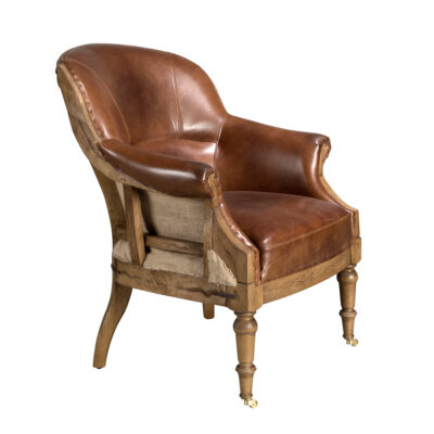 (Español) Sillón piel marrón coñac armchair - Angel Cerda