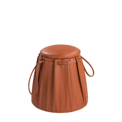 (Español) Puff piel naranja caldera pouffe - Angel Cerda
