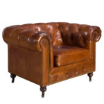 Cognac brown leather Chester armchair