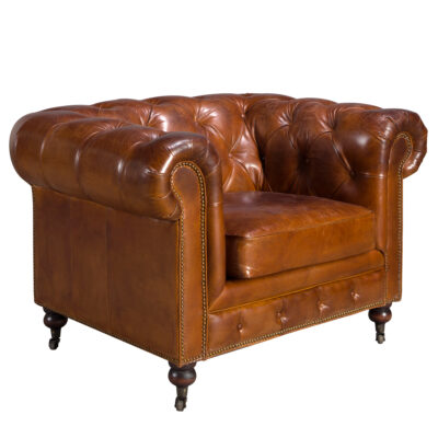 (Español) Sillón Chester piel marrón coñac armchair - Angel Cerda