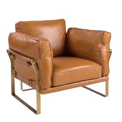 (Español) Sillón piel camel armchair - Angel Cerda