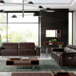 3 seater upholstered leather sofa with relax mechanisms