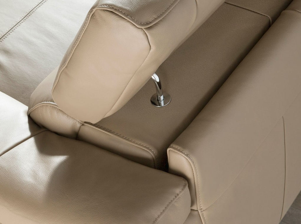 Corner sofa upholstered in leather and stainless steel legs Corner sofa upholstered in leather and stainless steel legs