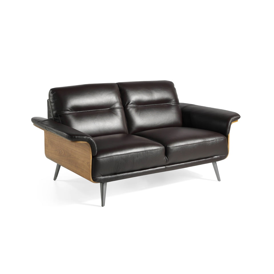 2-seater sofa upholstered in leather with Walnut wood frame 2-seater sofa upholstered in leather with Walnut wood frame
