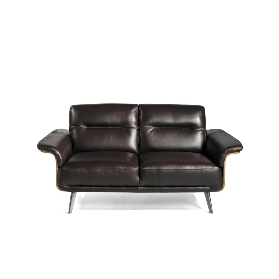 2-seater sofa upholstered in leather with Walnut wood frame 2-seater sofa upholstered in leather with Walnut wood frame