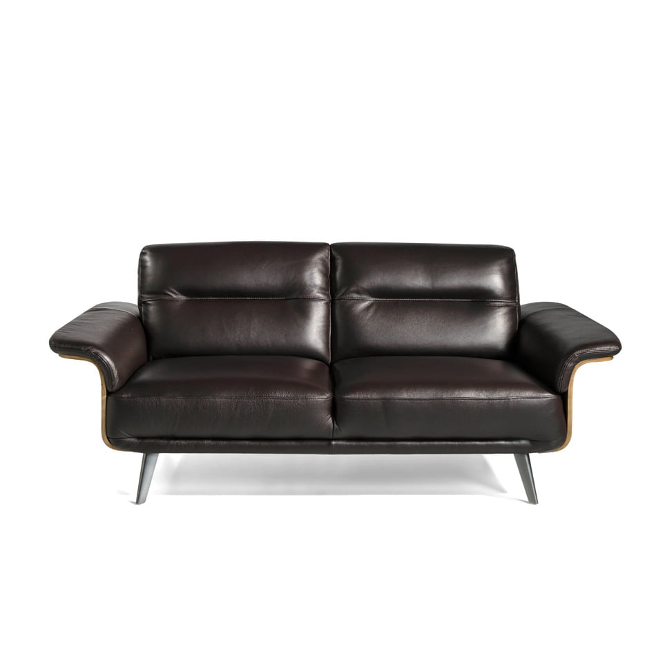 3-seater sofa upholstered in leather with Walnut wood structure 3-seater sofa upholstered in leather with Walnut wood structure