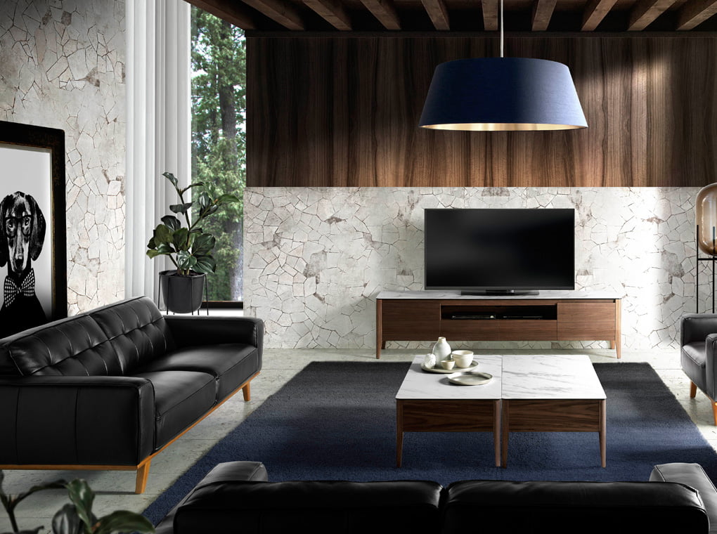 3 seat leather upholstered sofa with solid walnut legs 3 seat leather upholstered sofa with solid walnut legs
