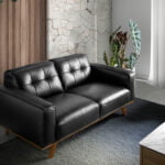 3-Sitzer-Sofa mit getuftetem Leder bezogen