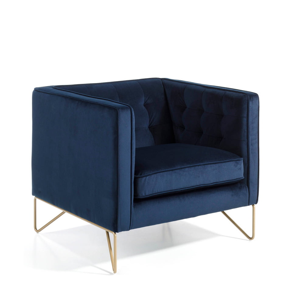 Armchair with stainless steel legs chromed in gold upholstered in velvet effect fabric Armchair with stainless steel legs chromed in gold upholstered in velvet effect fabric