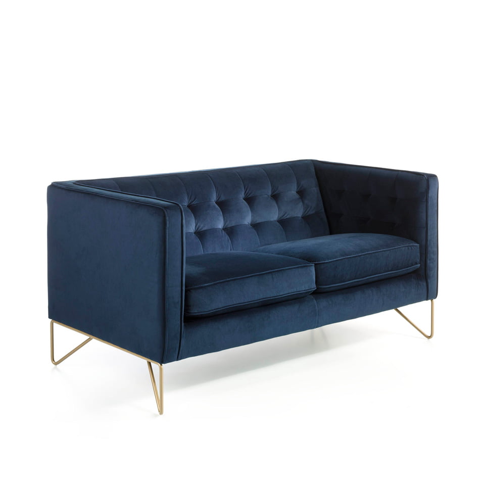 2-seater sofa upholstered in velvet with golden steel legs 2-seater sofa upholstered in velvet with golden steel legs