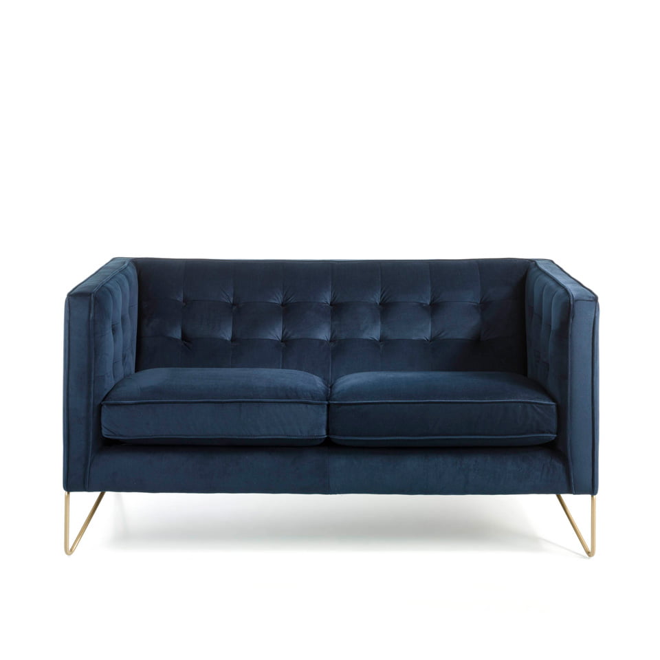2-seater sofa upholstered in velvet with golden steel legs 2-seater sofa upholstered in velvet with golden steel legs