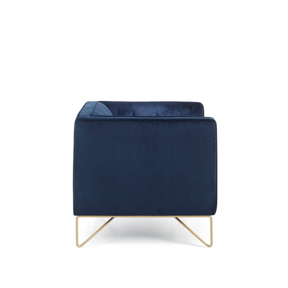 3-seater sofa upholstered in velvet with golden steel legs 3-seater sofa upholstered in velvet with golden steel legs