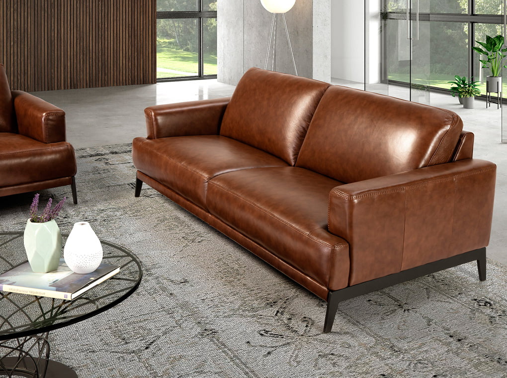 2 seat sofa upholstered in 2mm thick leather 2 seat sofa upholstered in 2mm thick leather