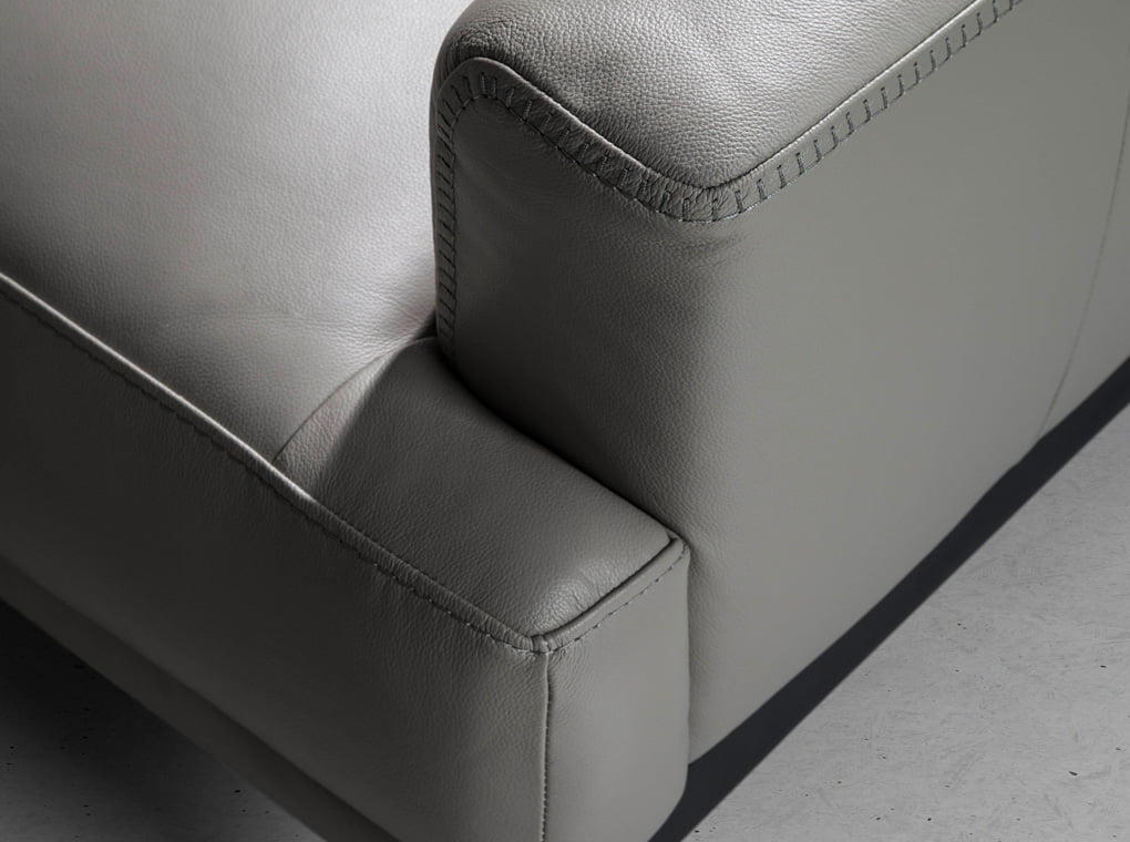3-seat sofa upholstered leather with stainless steel legs 3-seat sofa upholstered leather with stainless steel legs