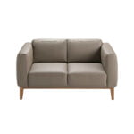 2-seater sofa upholstered in leather with Walnut wood frame