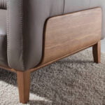 2-seater sofa upholstered in leather with Walnut wood frame