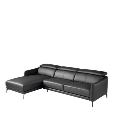 (Español) Sofá chaise longue izquierda piel negro sofa - Angel Cerda
