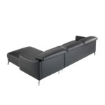 Sofá chaise longue tapizado en piel y patas acero negro