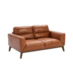 2-seater sofa upholstered in leather with Walnut wood legs